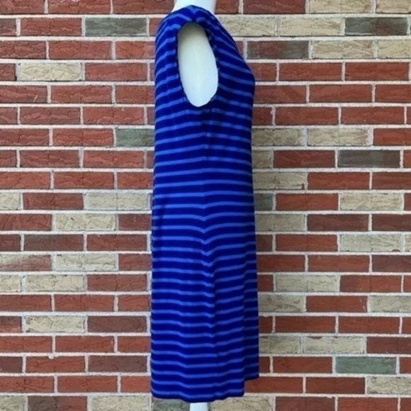 Calvin Klein Horizontal Blue Striped Sleeveless Sheath Dress 👗 - Picture 3 of 9